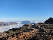 La Palma Caldera from Roque de Los Muchachos covered with clouds